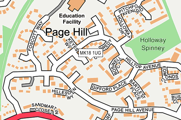 MK18 1UG map - OS OpenMap – Local (Ordnance Survey)