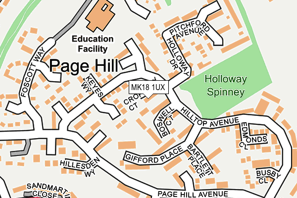 MK18 1UX map - OS OpenMap – Local (Ordnance Survey)