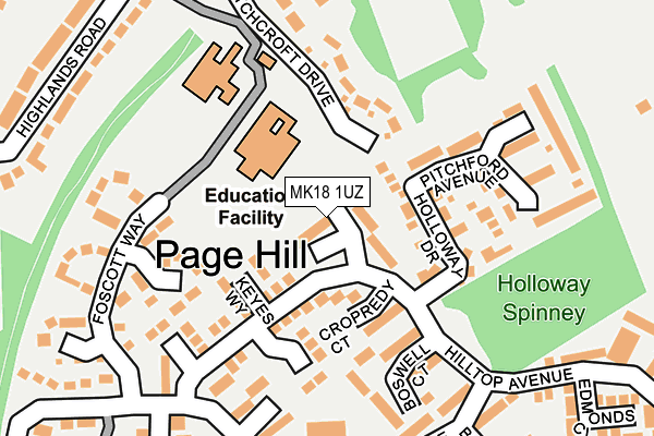 MK18 1UZ map - OS OpenMap – Local (Ordnance Survey)