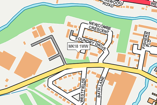MK18 1WW map - OS OpenMap – Local (Ordnance Survey)
