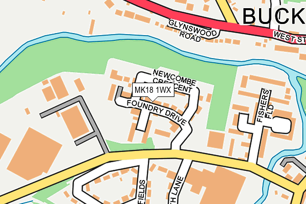 MK18 1WX map - OS OpenMap – Local (Ordnance Survey)