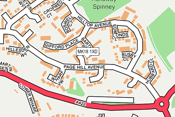 MK18 1XD map - OS OpenMap – Local (Ordnance Survey)