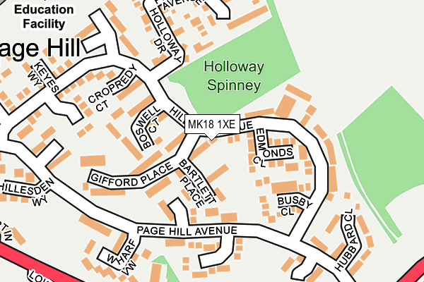 MK18 1XE map - OS OpenMap – Local (Ordnance Survey)