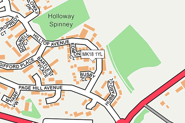 MK18 1YL map - OS OpenMap – Local (Ordnance Survey)