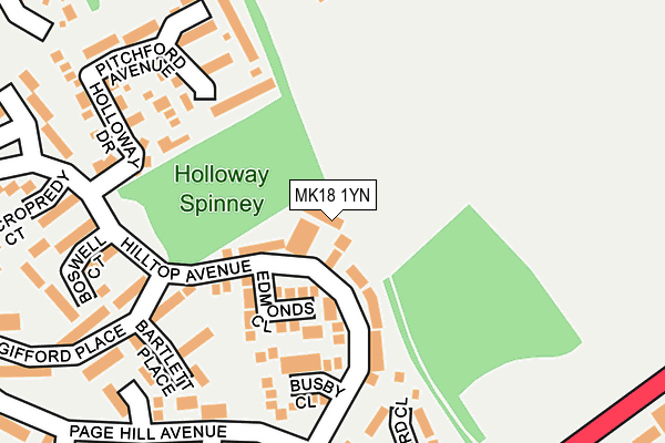 MK18 1YN map - OS OpenMap – Local (Ordnance Survey)