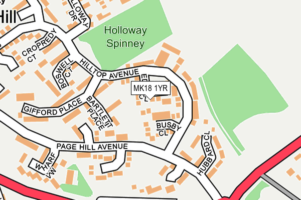 MK18 1YR map - OS OpenMap – Local (Ordnance Survey)