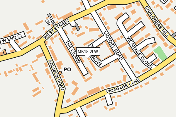 MK18 2LW map - OS OpenMap – Local (Ordnance Survey)