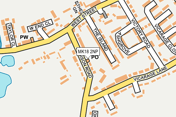 MK18 2NP map - OS OpenMap – Local (Ordnance Survey)