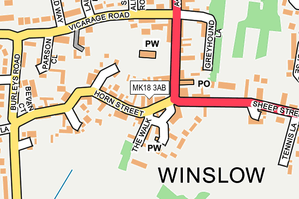 MK18 3AB map - OS OpenMap – Local (Ordnance Survey)