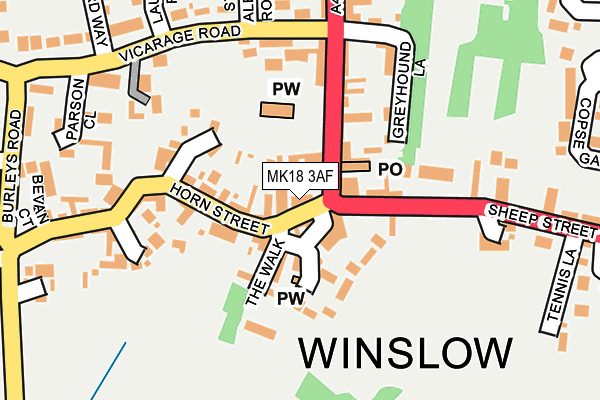 MK18 3AF map - OS OpenMap – Local (Ordnance Survey)