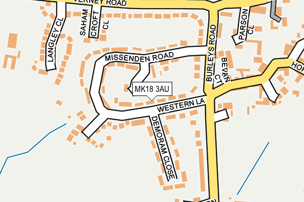 MK18 3AU map - OS OpenMap – Local (Ordnance Survey)