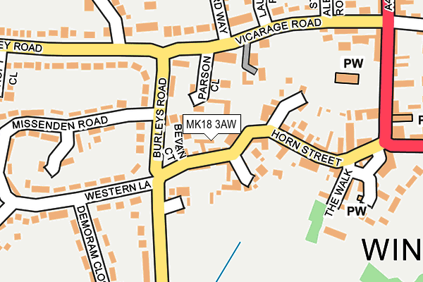 MK18 3AW map - OS OpenMap – Local (Ordnance Survey)