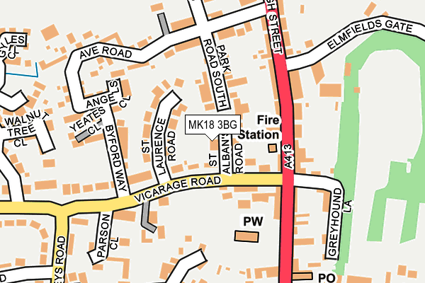 MK18 3BG map - OS OpenMap – Local (Ordnance Survey)