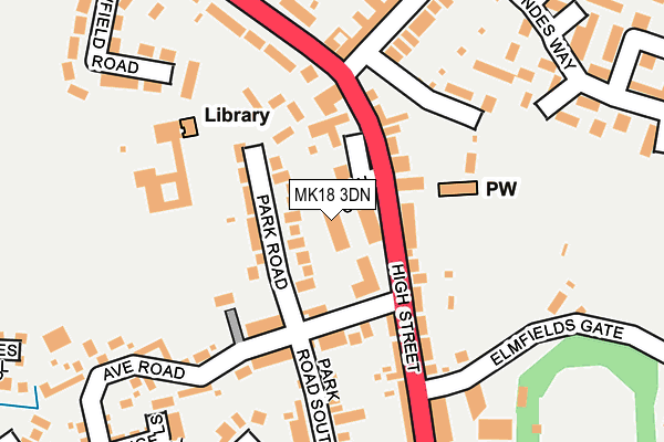 MK18 3DN map - OS OpenMap – Local (Ordnance Survey)