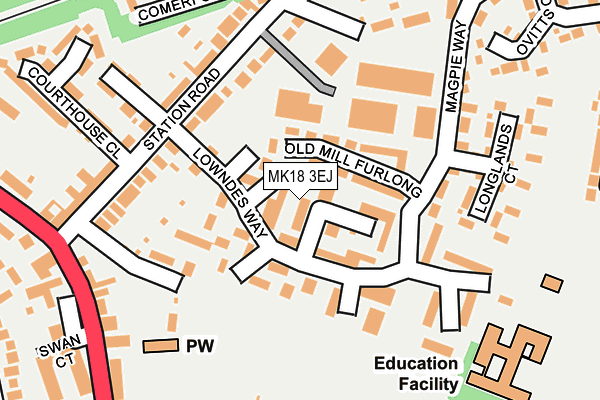 MK18 3EJ map - OS OpenMap – Local (Ordnance Survey)