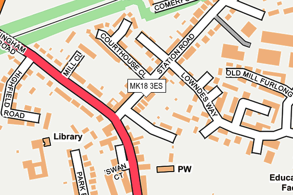 MK18 3ES map - OS OpenMap – Local (Ordnance Survey)