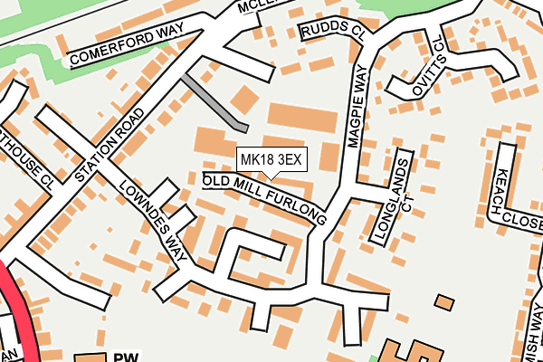 MK18 3EX map - OS OpenMap – Local (Ordnance Survey)