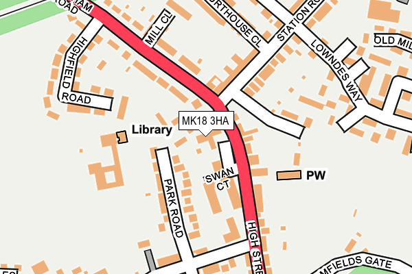 MK18 3HA map - OS OpenMap – Local (Ordnance Survey)