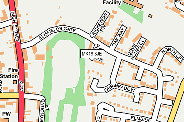 MK18 3JE map - OS OpenMap – Local (Ordnance Survey)