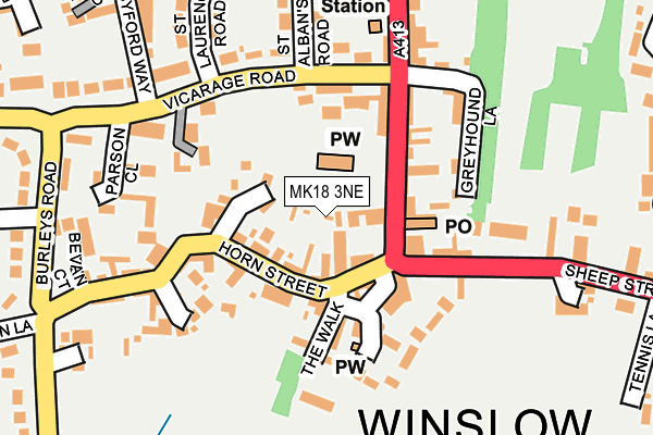 MK18 3NE map - OS OpenMap – Local (Ordnance Survey)