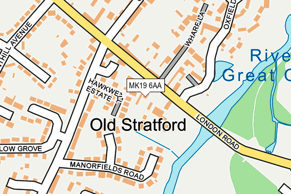 MK19 6AA map - OS OpenMap – Local (Ordnance Survey)