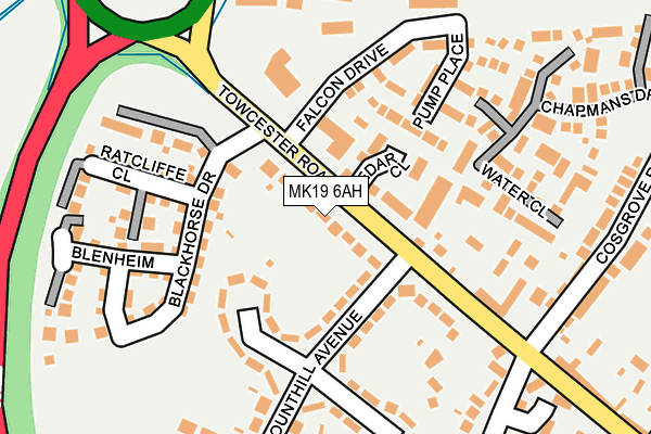 MK19 6AH map - OS OpenMap – Local (Ordnance Survey)