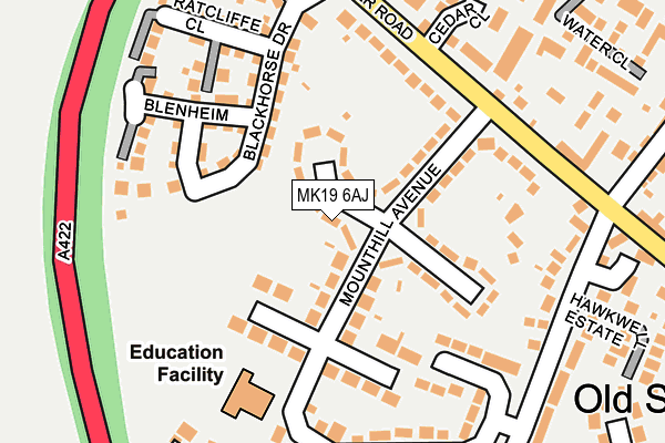 MK19 6AJ map - OS OpenMap – Local (Ordnance Survey)