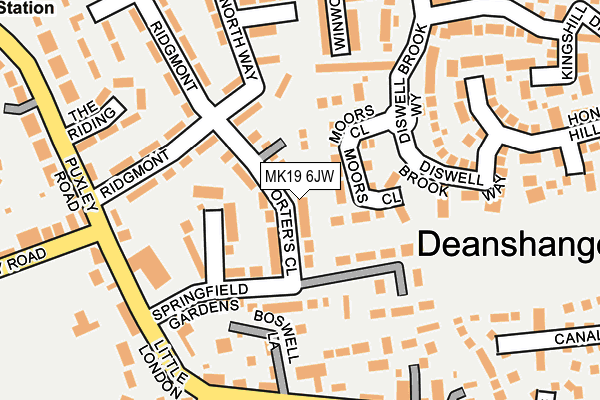 MK19 6JW map - OS OpenMap – Local (Ordnance Survey)