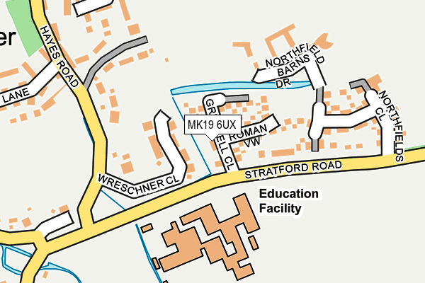 MK19 6UX map - OS OpenMap – Local (Ordnance Survey)