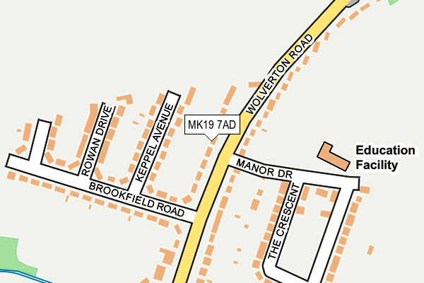 MK19 7AD map - OS OpenMap – Local (Ordnance Survey)