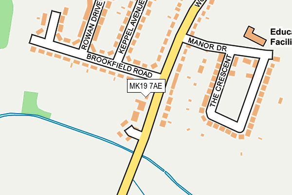 MK19 7AE map - OS OpenMap – Local (Ordnance Survey)