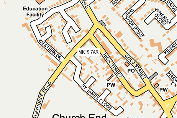 MK19 7AR map - OS OpenMap – Local (Ordnance Survey)