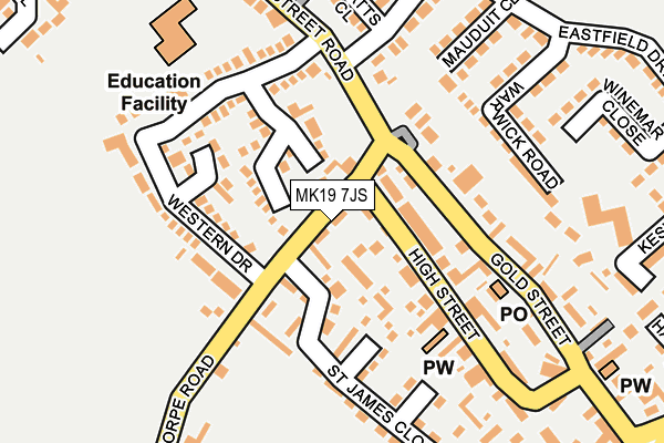 MK19 7JS map - OS OpenMap – Local (Ordnance Survey)