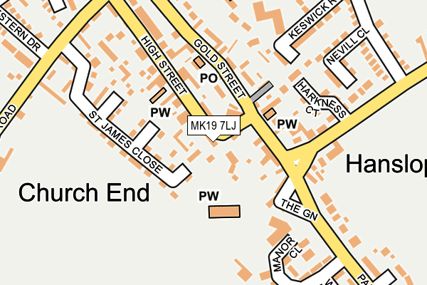 MK19 7LJ map - OS OpenMap – Local (Ordnance Survey)