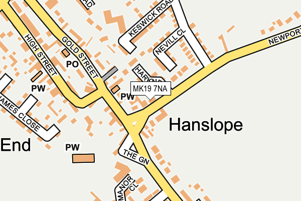 MK19 7NA map - OS OpenMap – Local (Ordnance Survey)