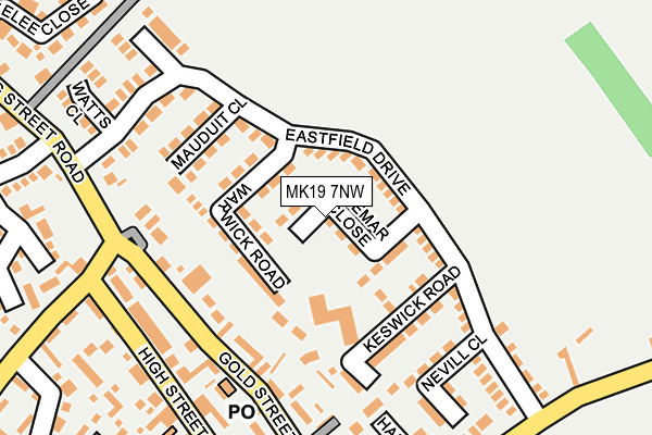MK19 7NW map - OS OpenMap – Local (Ordnance Survey)