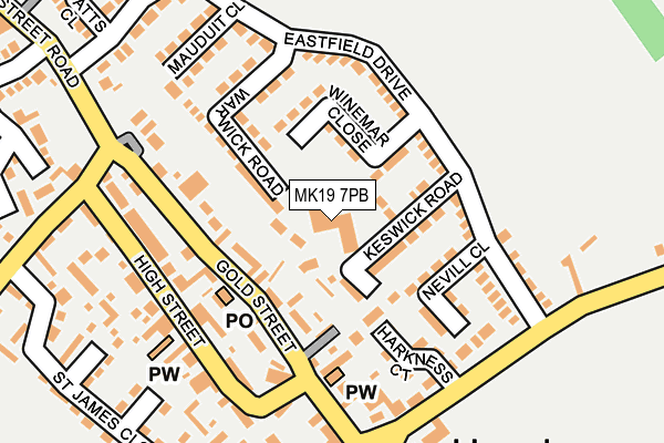 MK19 7PB map - OS OpenMap – Local (Ordnance Survey)