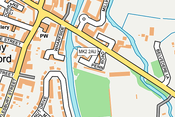 MK2 2AU map - OS OpenMap – Local (Ordnance Survey)