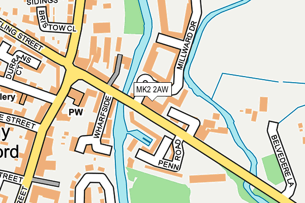 MK2 2AW map - OS OpenMap – Local (Ordnance Survey)