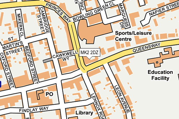 MK2 2DZ map - OS OpenMap – Local (Ordnance Survey)