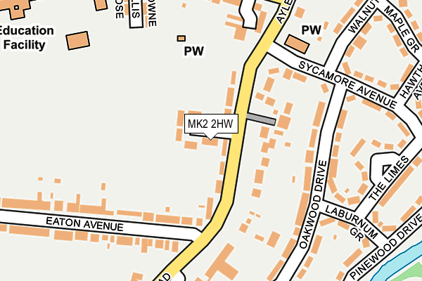 MK2 2HW map - OS OpenMap – Local (Ordnance Survey)