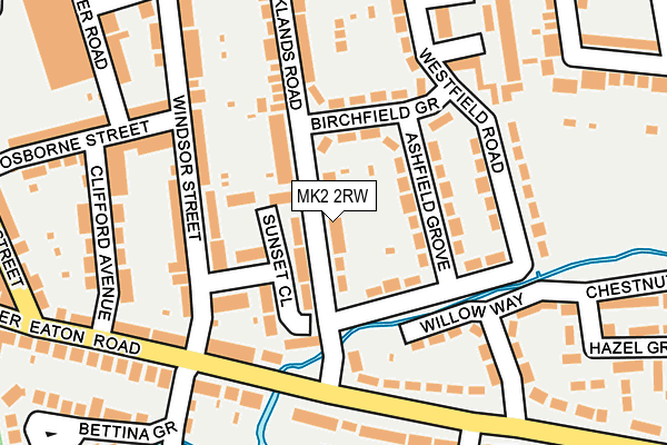MK2 2RW map - OS OpenMap – Local (Ordnance Survey)