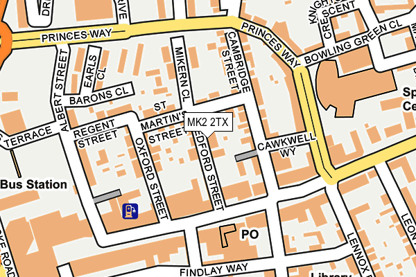MK2 2TX map - OS OpenMap – Local (Ordnance Survey)