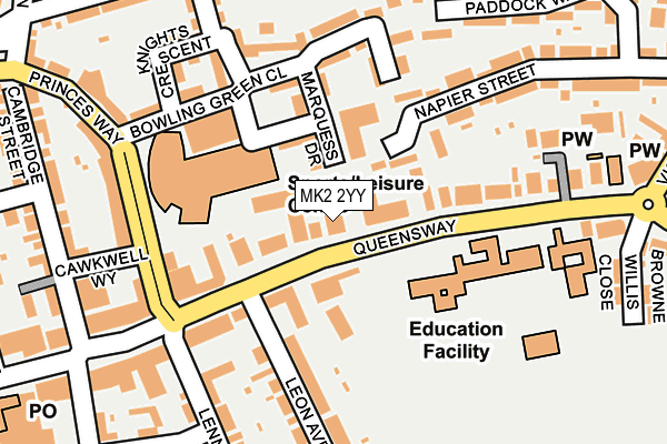 MK2 2YY map - OS OpenMap – Local (Ordnance Survey)