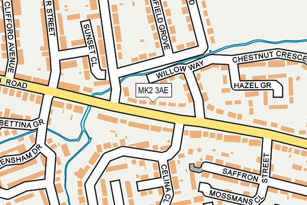 MK2 3AE map - OS OpenMap – Local (Ordnance Survey)