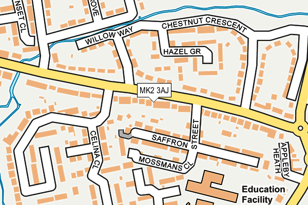 MK2 3AJ map - OS OpenMap – Local (Ordnance Survey)