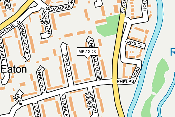 MK2 3DX map - OS OpenMap – Local (Ordnance Survey)