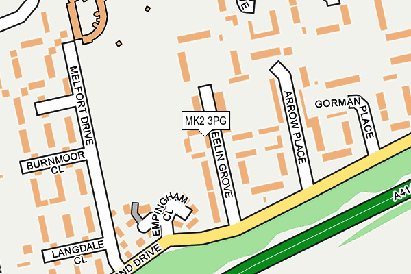 MK2 3PG map - OS OpenMap – Local (Ordnance Survey)