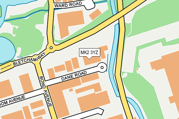 MK2 3YZ map - OS OpenMap – Local (Ordnance Survey)