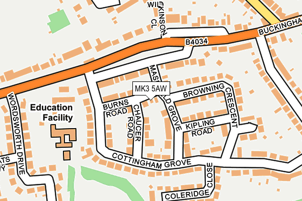 MK3 5AW map - OS OpenMap – Local (Ordnance Survey)